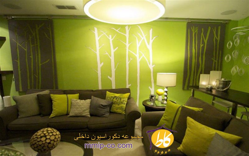 ایده هایی از طراحی اتاق نشیمن سبز رنگ