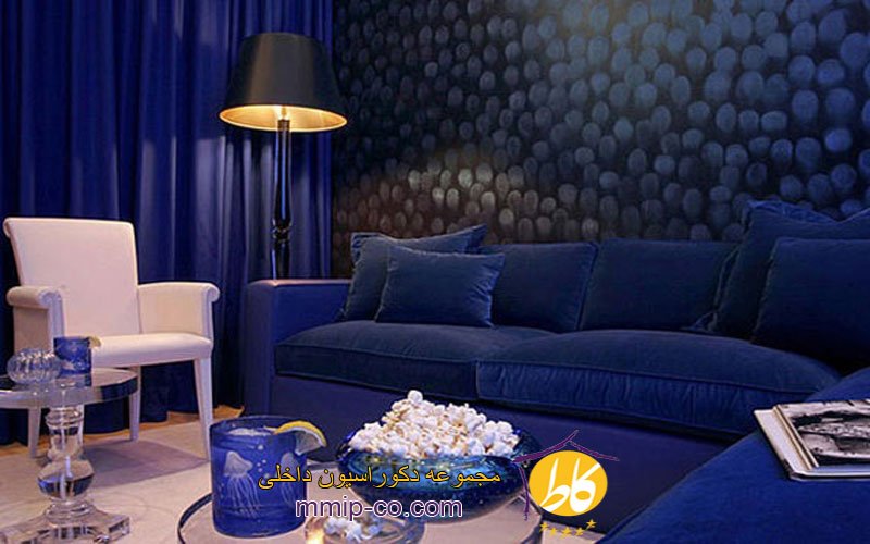نمونه هایی از اتاق نشیمن با رنگ آبی